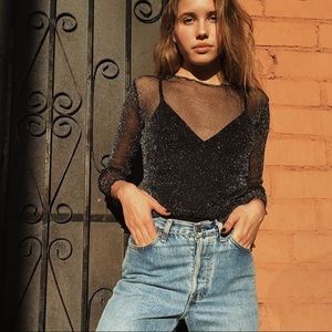 Brandy Melville sheer glitter Rene top